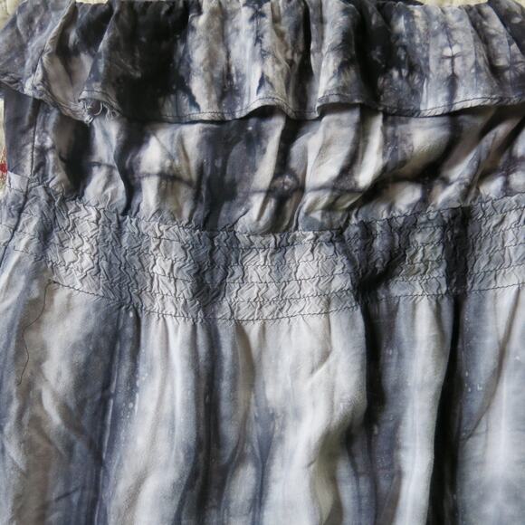 LEO MEETS VIRGO  Off Shoulder Maxi Dress Size S Tie Dye Blues Hippie Boho Casual - Picture 5 of 6